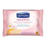 Septona Sensitive chusteczki nawilżane do higieny intymnej z prebiotykiem i kwasem mlekowym, 15 sztuk